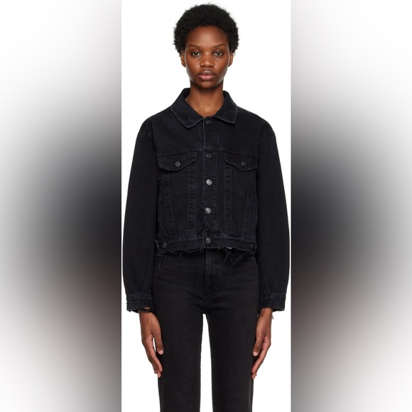 Agolde Shrunken Charli Denim Jean Jack in Distressed Black - Picture 4 of 10